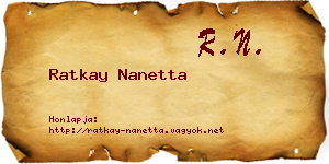 Ratkay Nanetta névjegykártya